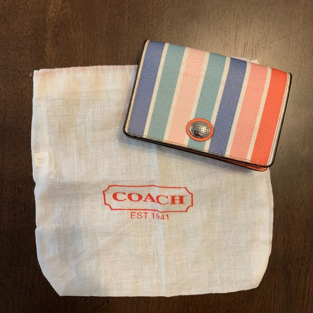 Colored Striped Coach Wallet